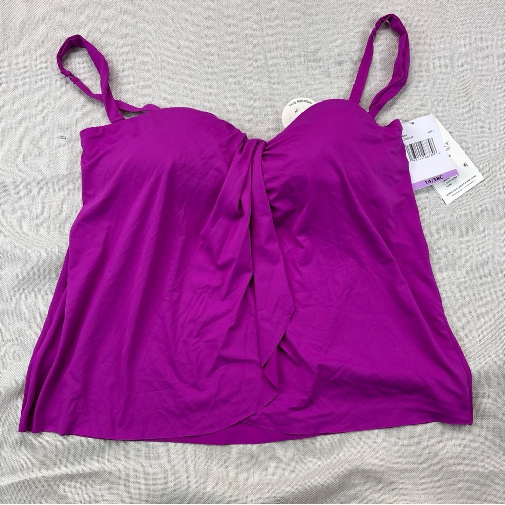 Coco Reef Contours Clarity Bra-Sized Bandeau Tankini Top Size 14/38C